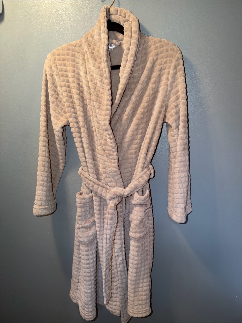 Ulta Beauty Plush Shawl Collar Robe in Light Beige